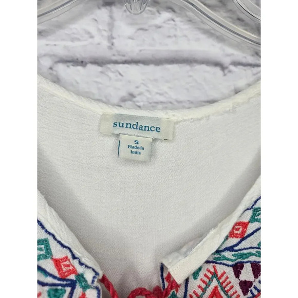 Sundance Journey Delight Embroidered Boho Top Sleeveless tassle White Small. - Picture 6 of 8